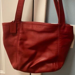 Red leather Coach shoulder bag